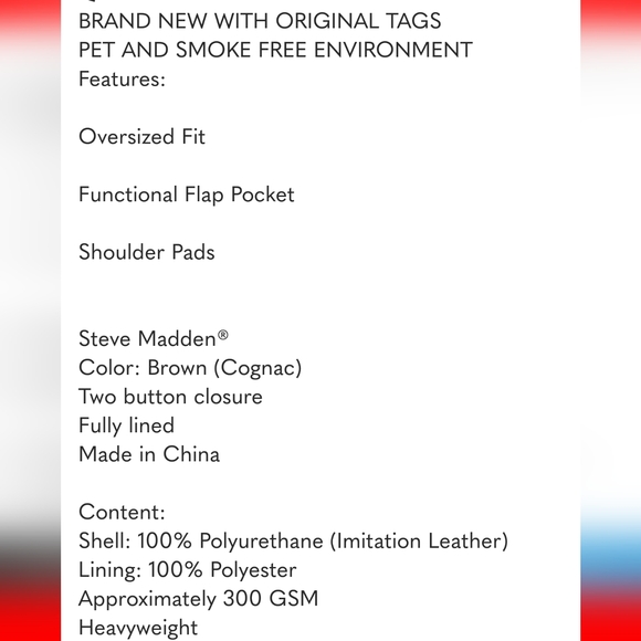 Steve Madden Ladies' Faux Leather Blazer , nwt - Picture 5 of 6